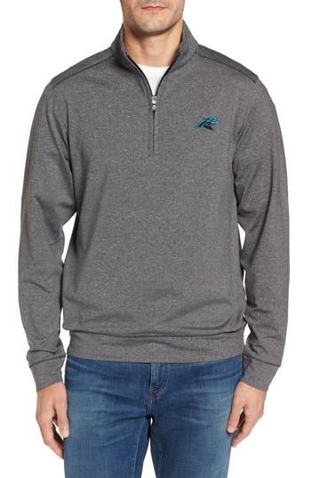 Men's Cutter & Buck Shoreline - Carolina Panthers Half Zip Pullover, Size - Grey