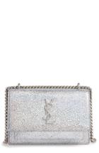 Saint Laurent Mini Sunset Crackle Metallic Leather Crossbody Bag -