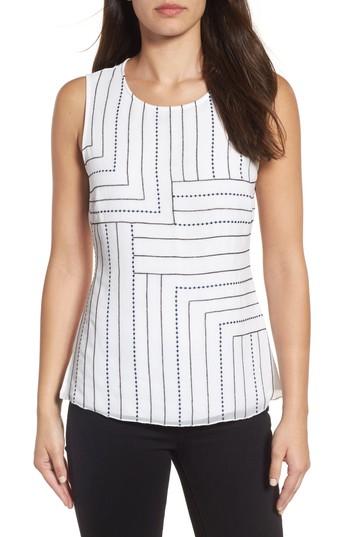 Women's Nic+zoe Blue Lines Tank - White