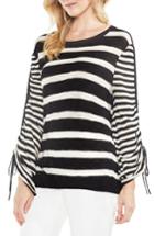 Women's Vince Camuto Drawstring Sleeve Stripe Sweater, Size - White