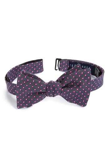 Men's Ted Baker London Fancy Dots Silk & Cotton Bow Tie, Size - Grey
