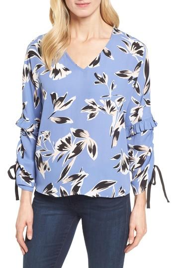 Women's Halogen Ruched Tie Sleeve Top - Blue
