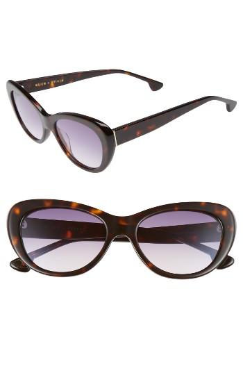 Women's Alice + Olivia Ludlow 53mm Gradient Lens Cat Eye Sunglasses - Dark Tortoise
