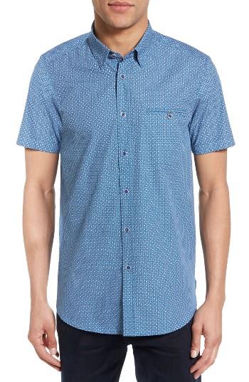 Men's Ted Baker London Rinalin Extra Trim Fit Print Sport Shirt (s) - Blue