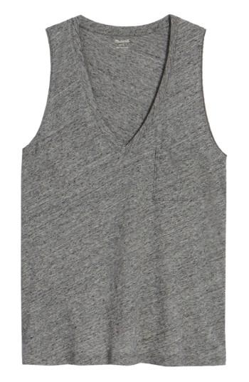 Women's Madewell Whisper Cotton V-neck Tank - Grey