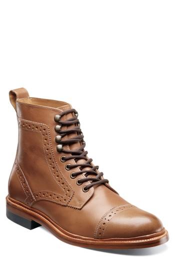 Men's Stacy Adams Madison Ii Cap Toe Boot .5 D - Brown