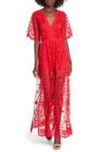 Women's Socialite Lace Overlay Romper, Size - Red
