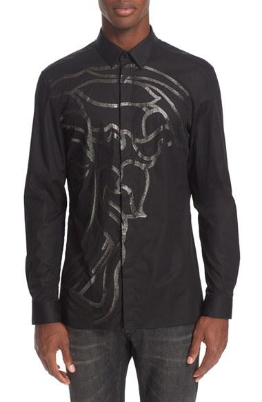 Men's Versace Collection Trim Fit Beaded Medusa Sport Shirt