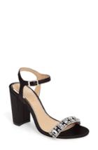 Women's Jewel Badgley Mischka Hendricks Embellished Block Heel Sandal .5 M - Black