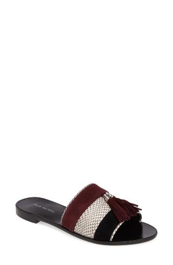 Women's Pour La Victoire Lake Genuine Snakeskin Slide Sandal .5 M - Burgundy