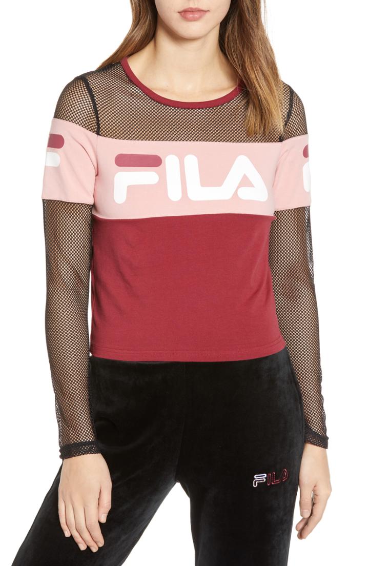 Women's Fila Tara Long Sleeve Crop Tee - Red
