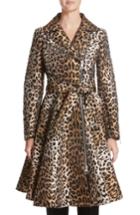 Women's Sara Battaglia Leopard Jacquard Trench Coat Us / 40 It - Brown