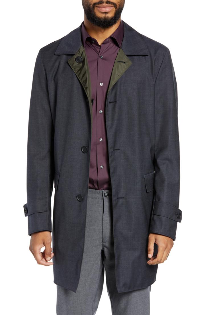 Men's Boss Dylan Trim Fit Reversible Top Coat