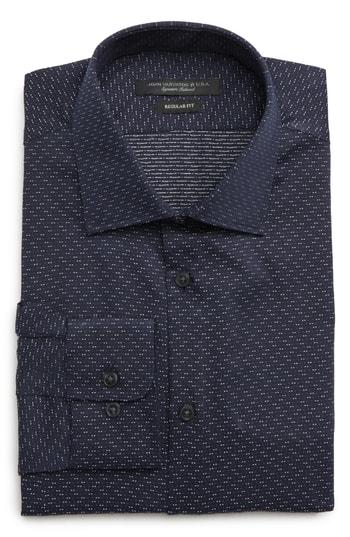 Men's John Varvatos Star Usa Regular Fit Print Sport Shirt .5r - Blue
