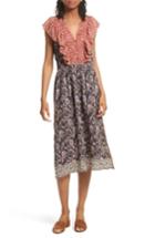 Women's Sea Mixed Print Silk Flutter Dress