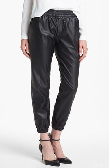 Piper Faux Leather Track Pants Womens Black Size