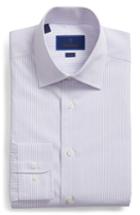 Men's David Donahue Trim Fit Stripe Dress Shirt .5 - 32/33 - Pink