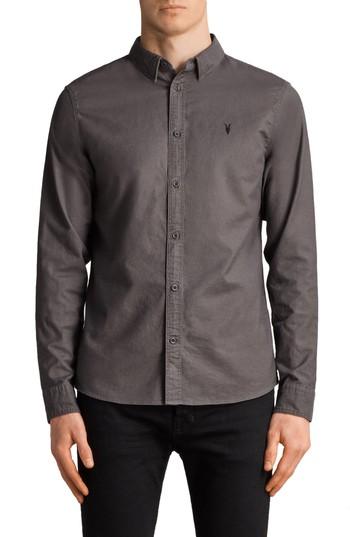 Men's Allsaints Huntington Fit Sport Shirt, Size Small - Grey