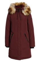 Women's Sam Edelman Faux Fur Trim Down Jacket, Size - Red