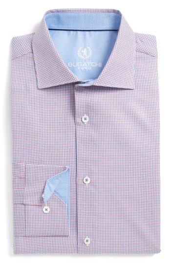 Men's Bugatchi Trim Fit Check Dress Shirt - - Pink