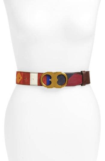 Women's Tory Burch Gemini Patchwork Leather Belt - Multi