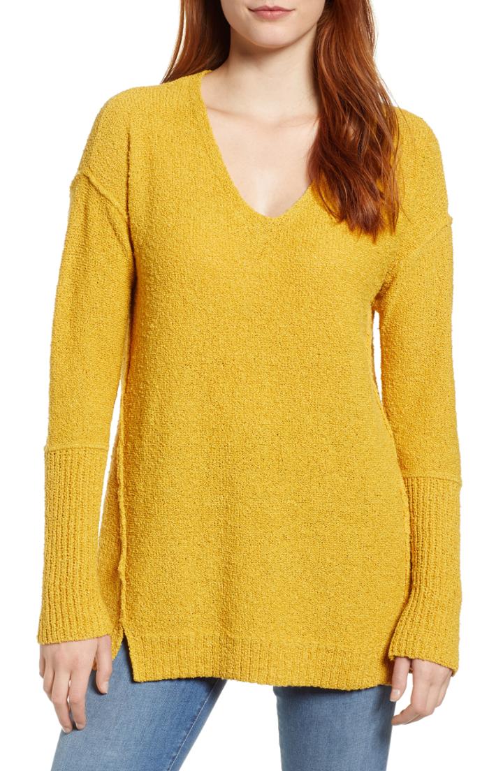 Women's Caslon Boucle Tunic Sweater, Size - Yellow