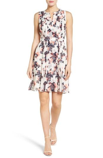 Women's Halogen Pleated Fit & Flare Dress - Ivory