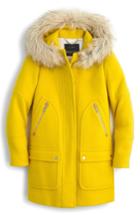 Women's J.crew Chateau Stadium Cloth Parka With Faux Fur - Yellow