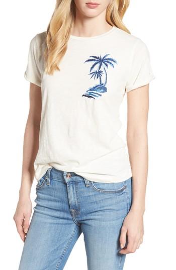 Women's Lucky Brand Embroidered Palm Tee - Beige