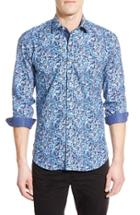 Men's Bugatchi Shaped Fit Print Sport Shirt - Purple
