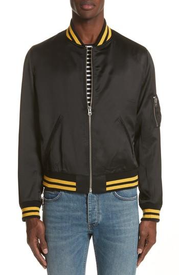 Men's The Kooples Satin Bomber Jacket - Black