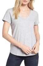 Women's Eileen Fisher Organic Cotton V-neck Tee, Size - Grey