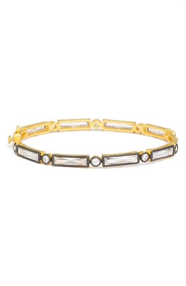 Women's Freida Rothman Two Tone Baguette Crystal Bracelet