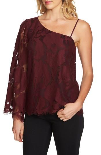 Women's 1.state One-shoulder Lace Top - Burgundy
