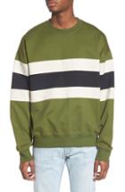 Men's Topman Colorblock Stripe Sweatshirt, Size - Green