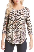 Women's Karen Kane Animal Print Shirttail Top - Beige