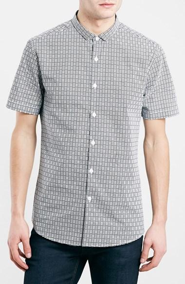 Men's Topman Slim Fit Short Sleeve Print Shirt