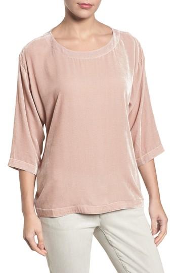 Women's Eileen Fisher Boxy Velvet Top, Size - Pink
