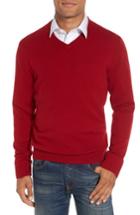 Men's Nordstrom Men's Shop Cashmere V-neck Sweater, Size - Red