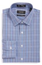 Men's Nordstrom Men's Shop Smartcare(tm) Traditional Fit Plaid Dress Shirt 35 - Blue