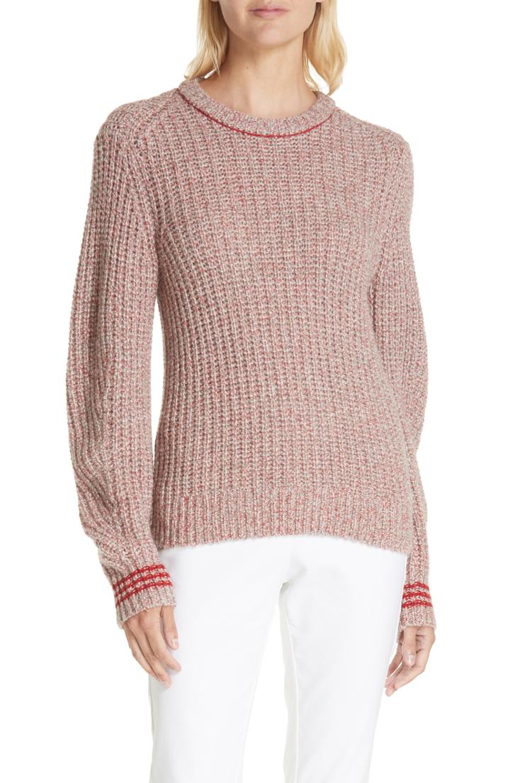 Women's Rag & Bone Cheryl Stripe Cuff Wool Blend Sweater - Grey