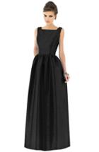 Women's Alfred Sung Square Neck Dupioni Full Length Dress - Black