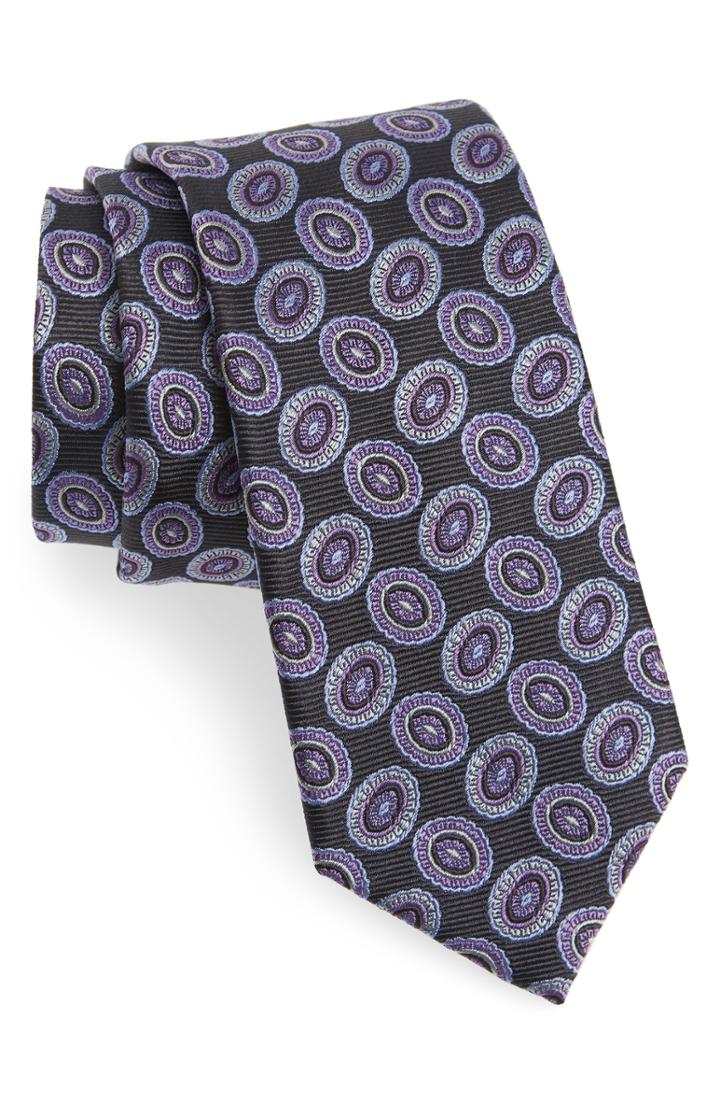 Men's Nordstrom Men's Shop Minton Medallion Silk Tie, Size - Black
