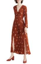 Women's Madewell Nightflower Feather Print Silk Maxi Dress