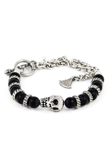 Men's Mr. Ettika Silver Skull & Onyx Chain Bracelet