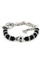 Men's Mr. Ettika Silver Skull & Onyx Chain Bracelet