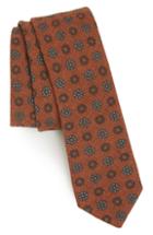 Men's Eleventy Floral Wool Tie, Size - Orange