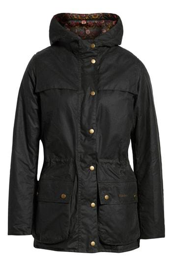 Women's Barbour X Liberty Blaise Hooded Waxed Jacket Us / 10 Uk - Green