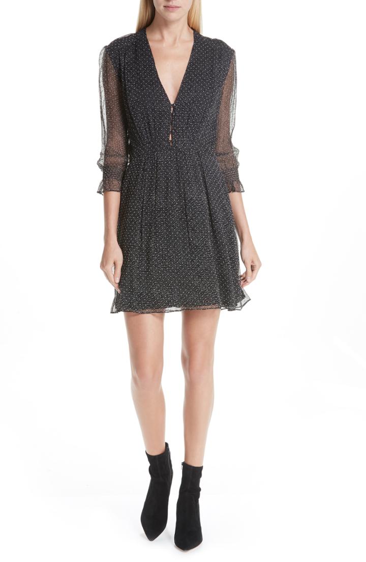 Women's Ba & Sh Dolly Dotted Silk Mini Dress - Black