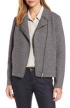Women's Eileen Fisher Boiled Wool Moto Jacket, Size - Grey